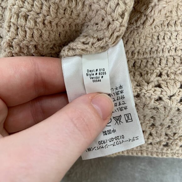 Eddie Bauer Cardigan Women's Petite XL Beige Hand Crocheted 3/4 Sleeve - Picture 9 of 12